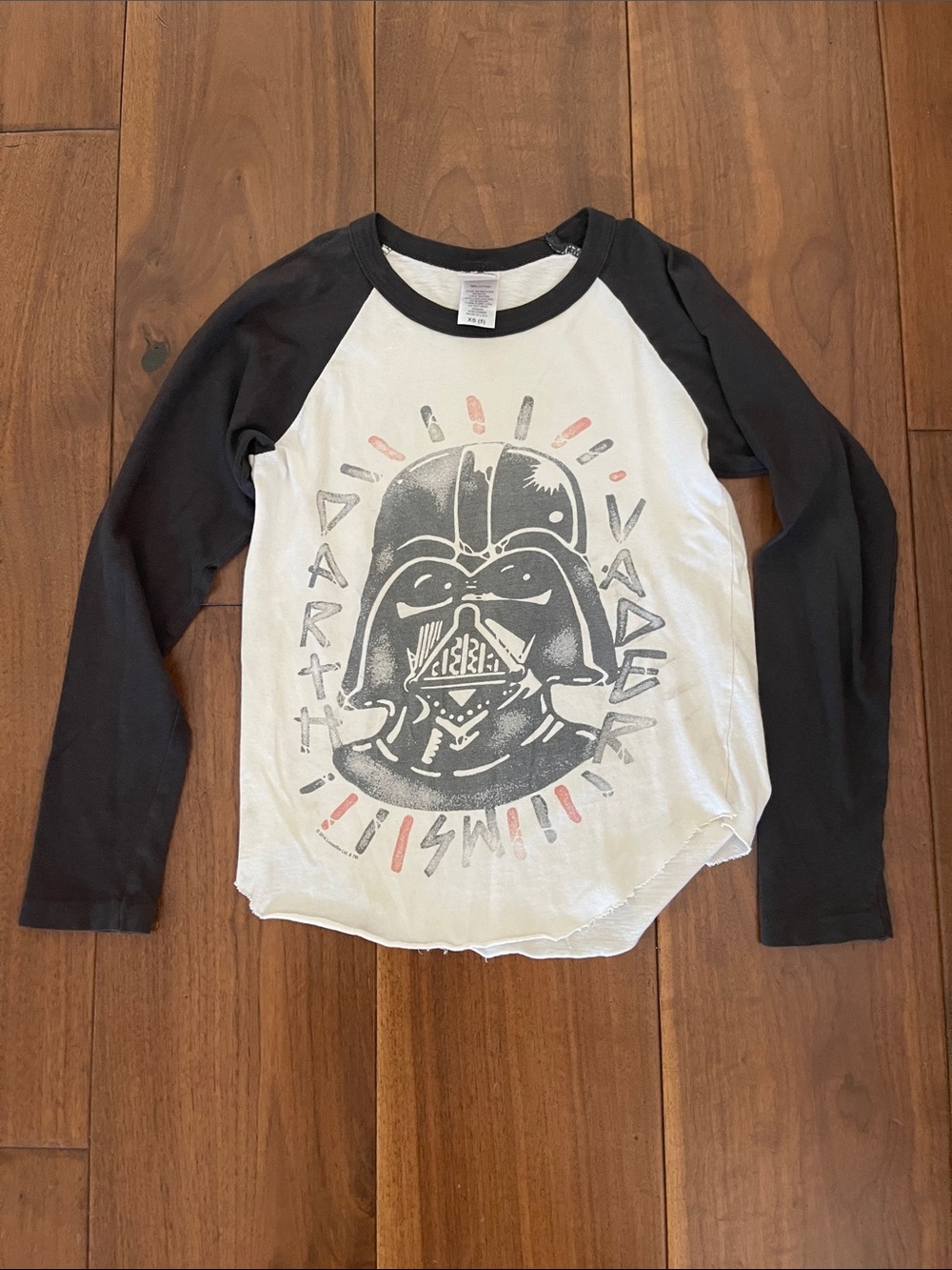Junk Food Clothing Black & White Darth Vader Raglan Long Sleeve Tee